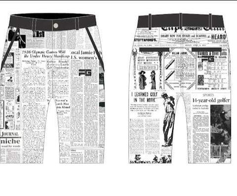 FunkyGolf Mens Short Golf Pants - FunkyGolf/MS/Newspapers
