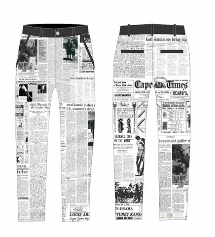 FunkyGolf Mens Long Golf Pants - FunkyGolf/ML/Newspapers