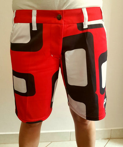 Ladies Short Golf Pants - FG/LSP/Red-Blaze